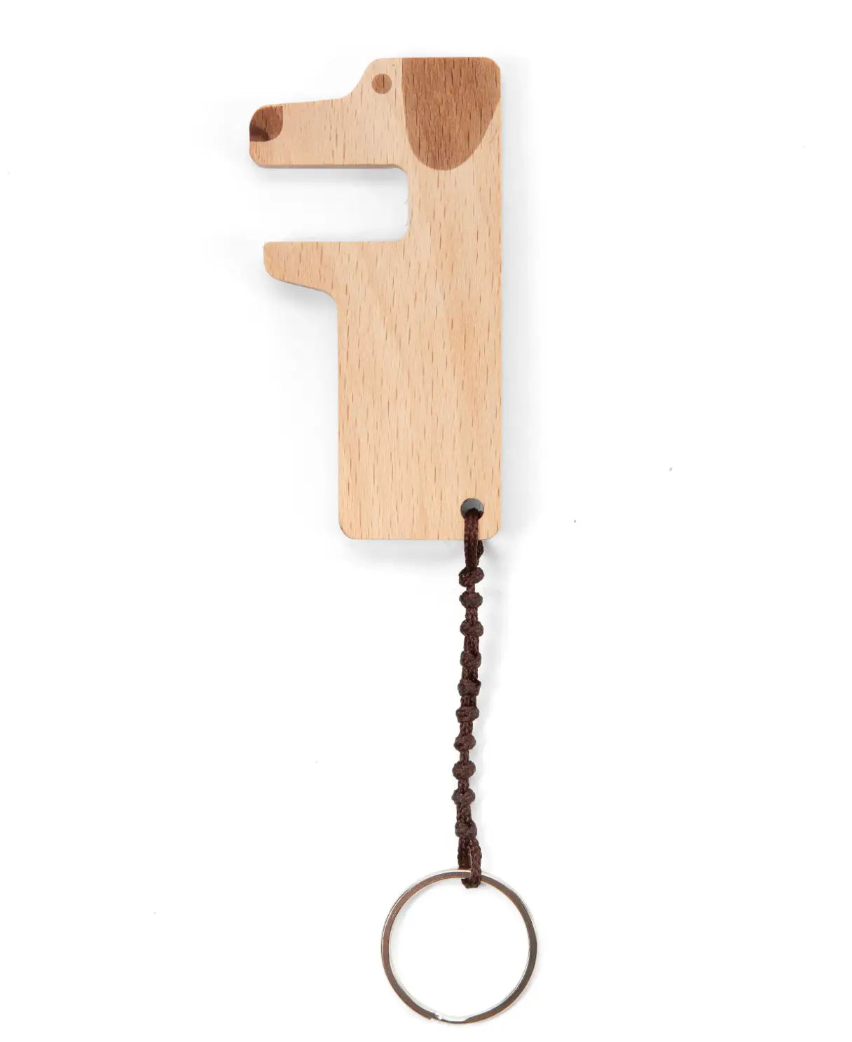 Porte clé support de téléphone chien en bois clair, objet ingénieux