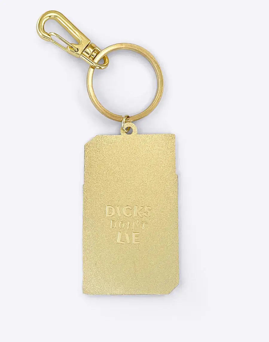 Porte-clés Porte-clés Je suis en feu : petite flamme dorée rectangulaire en métal