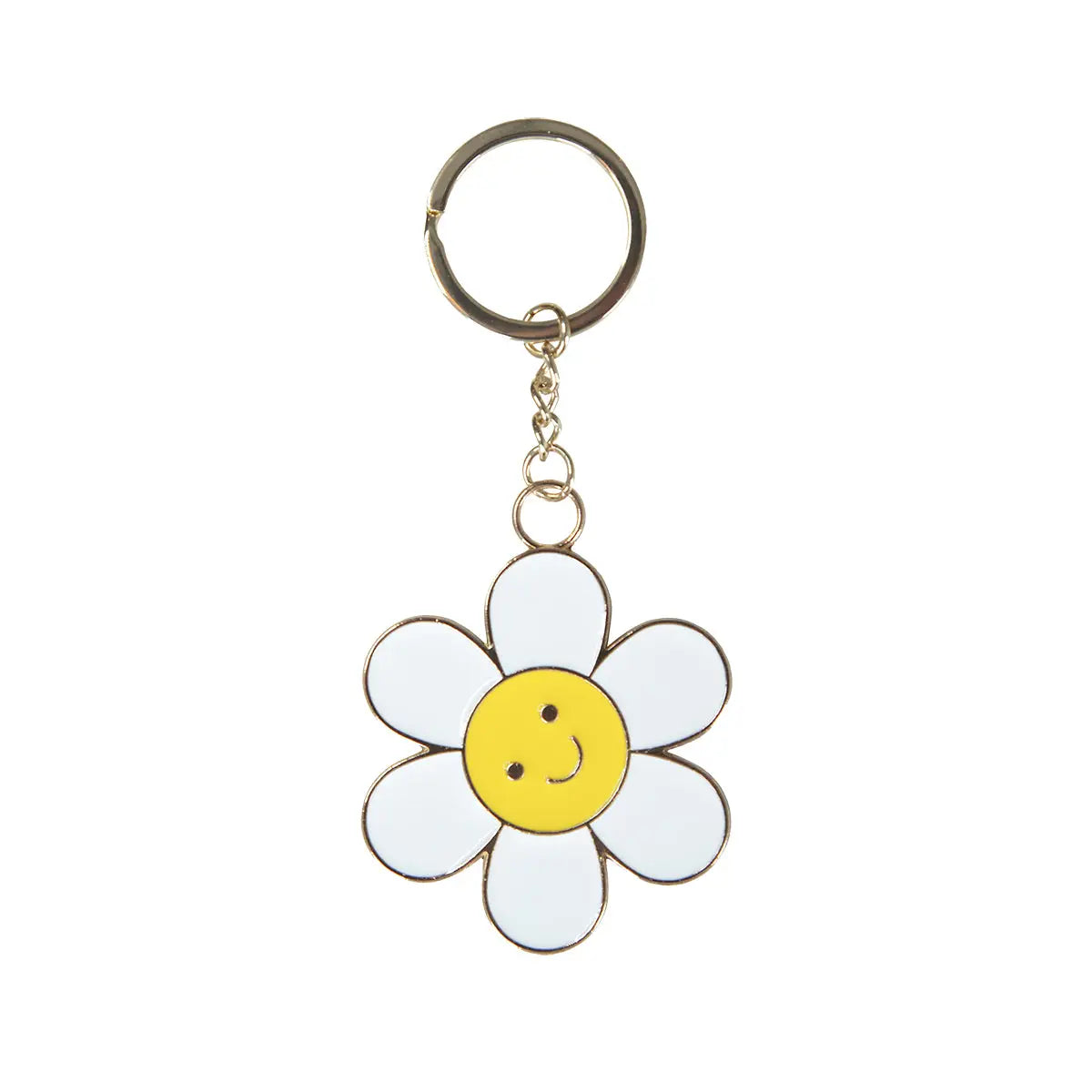 Porte-clés fleuri daisy smiley jaune, idée cadeau idéale à touche florale