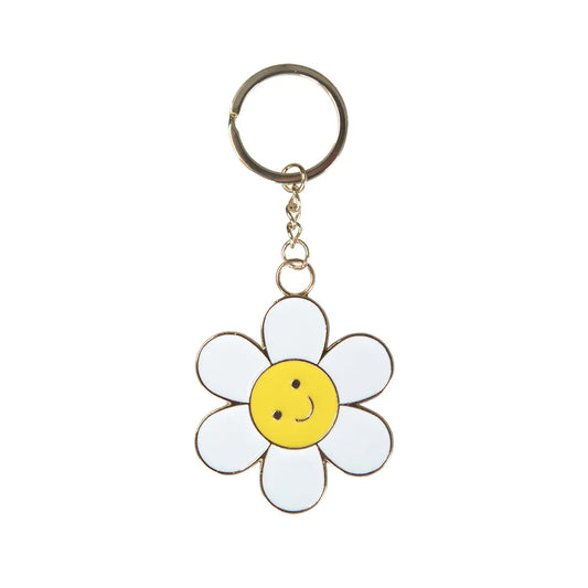 Porte-clés fleuri daisy smiley jaune, idée cadeau idéale à touche florale