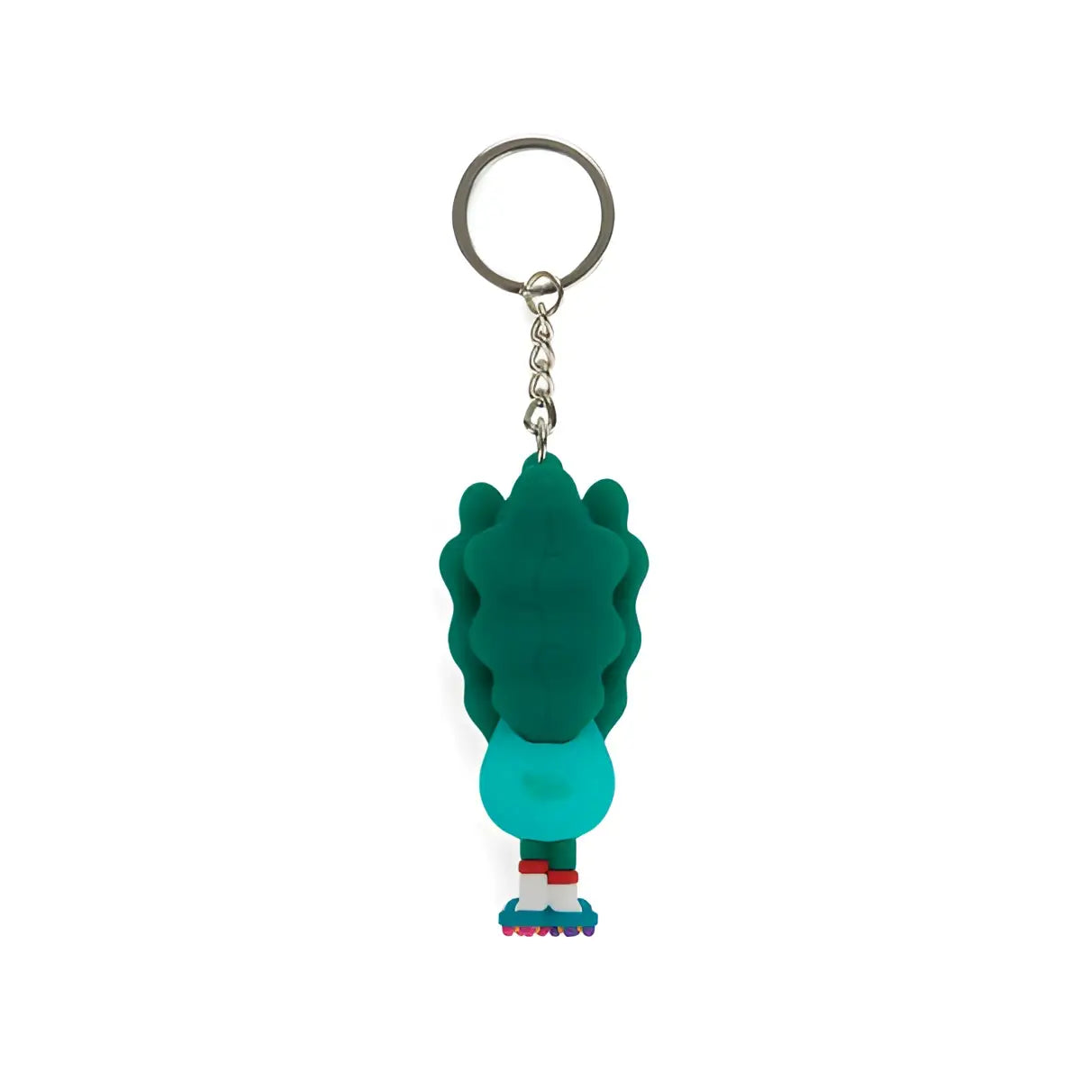 Porte-clés Ramen Choi Choi : silicone vert et teal, perso bouclé, chaussettes rayées, patins bleus