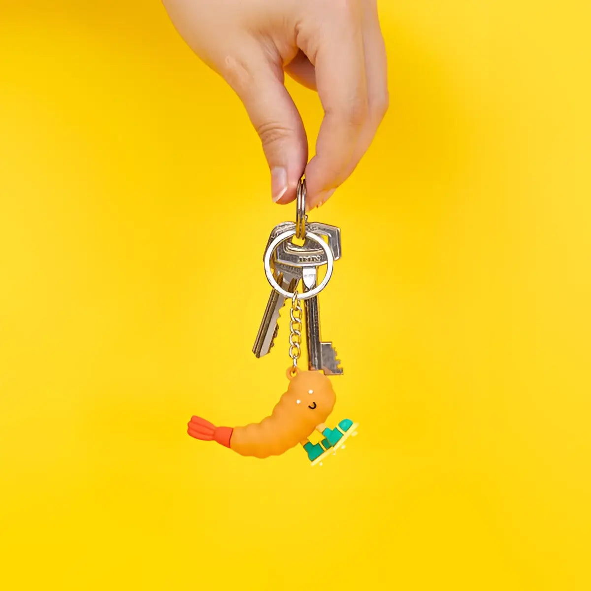 Porte-clés ramen ebi-t orange crevette avec algues vertes