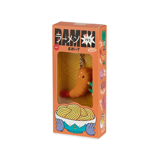 Porte-clés ramen ebi-t orange caoutchouté en boîte, culture japonaise