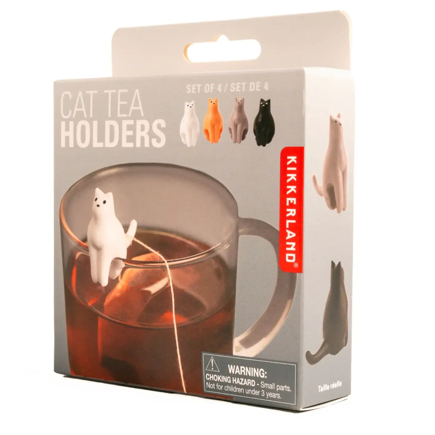 Infuseur à thé chat en céramique blanche dans mug verre, Porte-Sachets De Thé Chat au design original et touche féline