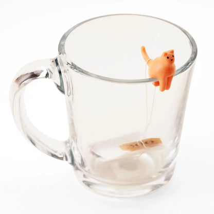 Porte-sachets de thé chat en plastique orange, design original à touche féline