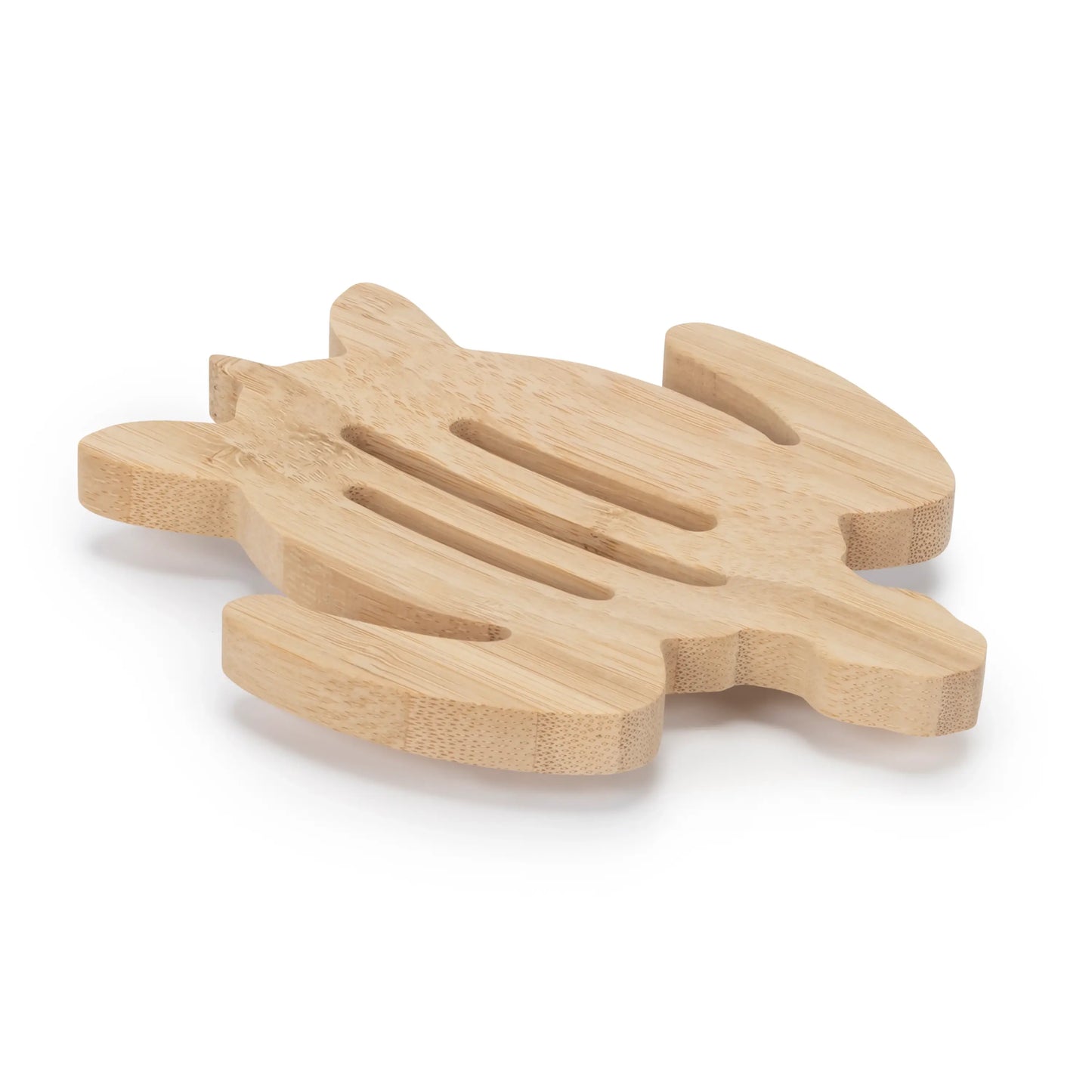 Porte-savon tortue en bambou clair avec fentes de drainage, plus conscient
