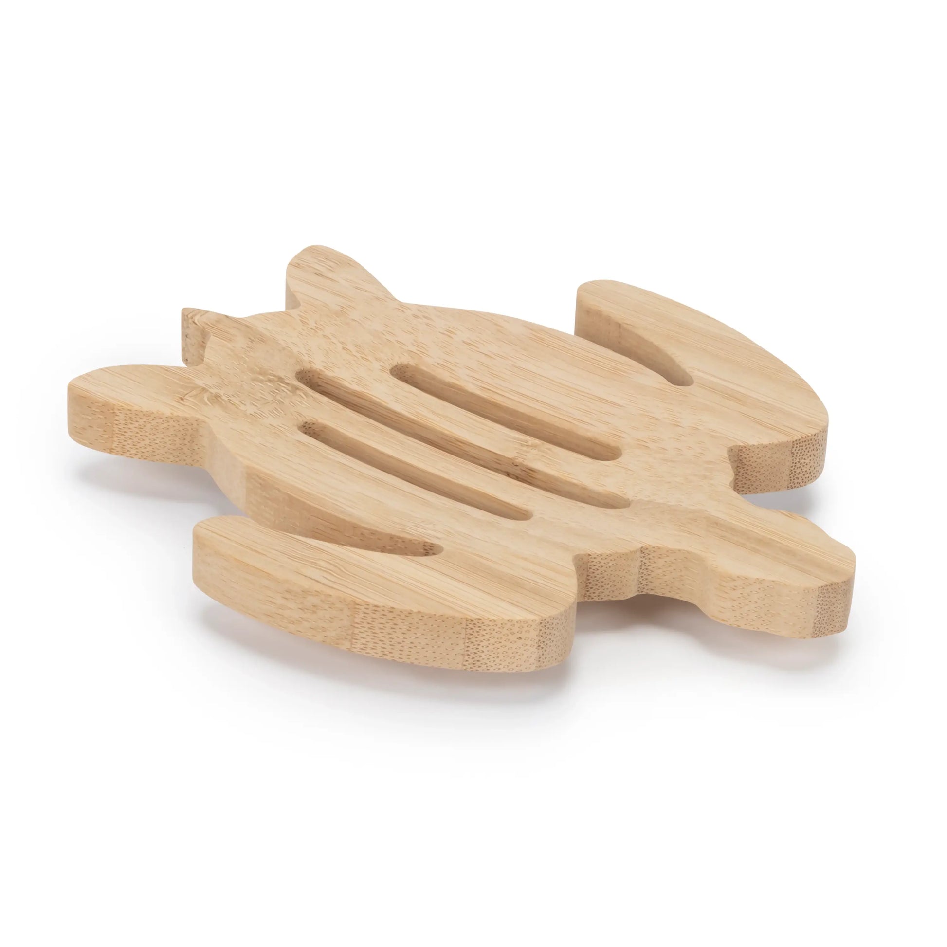 Porte-savon tortue en bambou clair avec fentes de drainage, plus conscient
