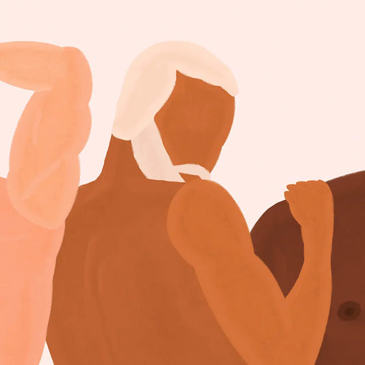 Illustration artistique de trois personnes en lingerie sur papier d’art A3