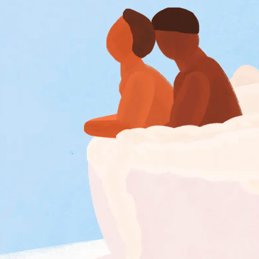 Deux figures avec teint brun sur un nuage, poster en papier satiné, certifié authentique