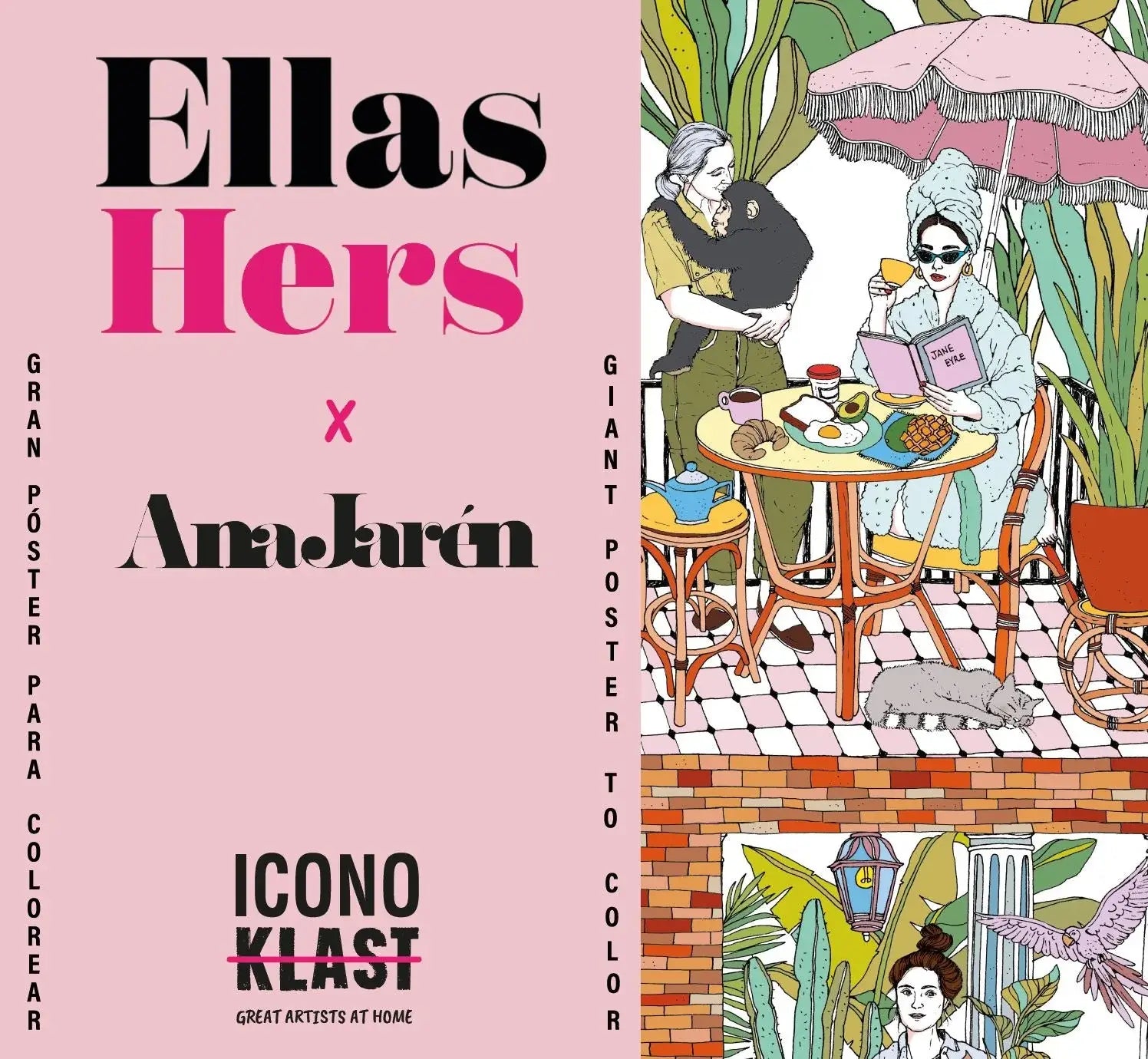 Poster géant à colorier Ellas Hers x Ana Jarrán en rose et noir