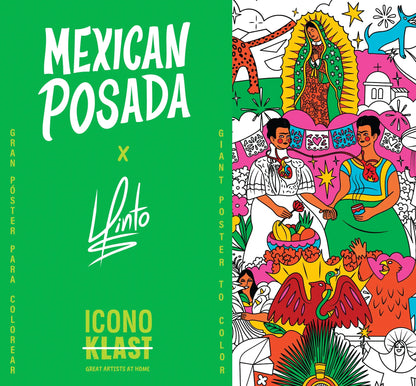 Affiche géante à colorier Mexican Posada, folklore mexicain vibrant