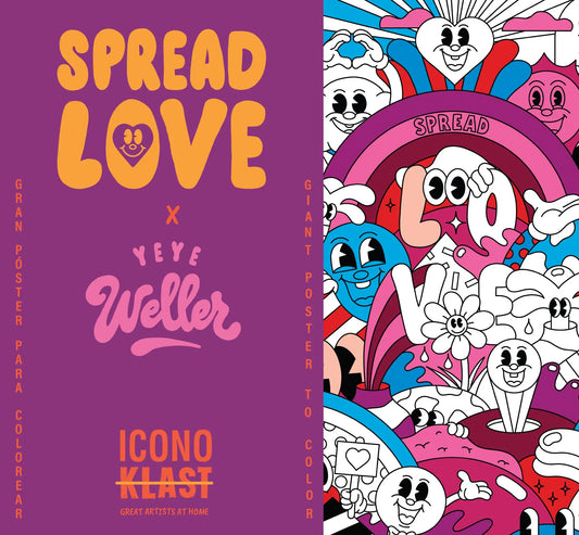 Poster géant à colorier Spread Love par Yeye Weller pour Icono Klast