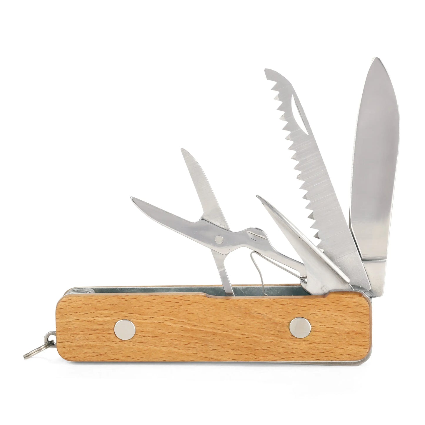 Multi-tool Huckleberry en bois, acier inox et ciseaux pour jeunes aventuriers