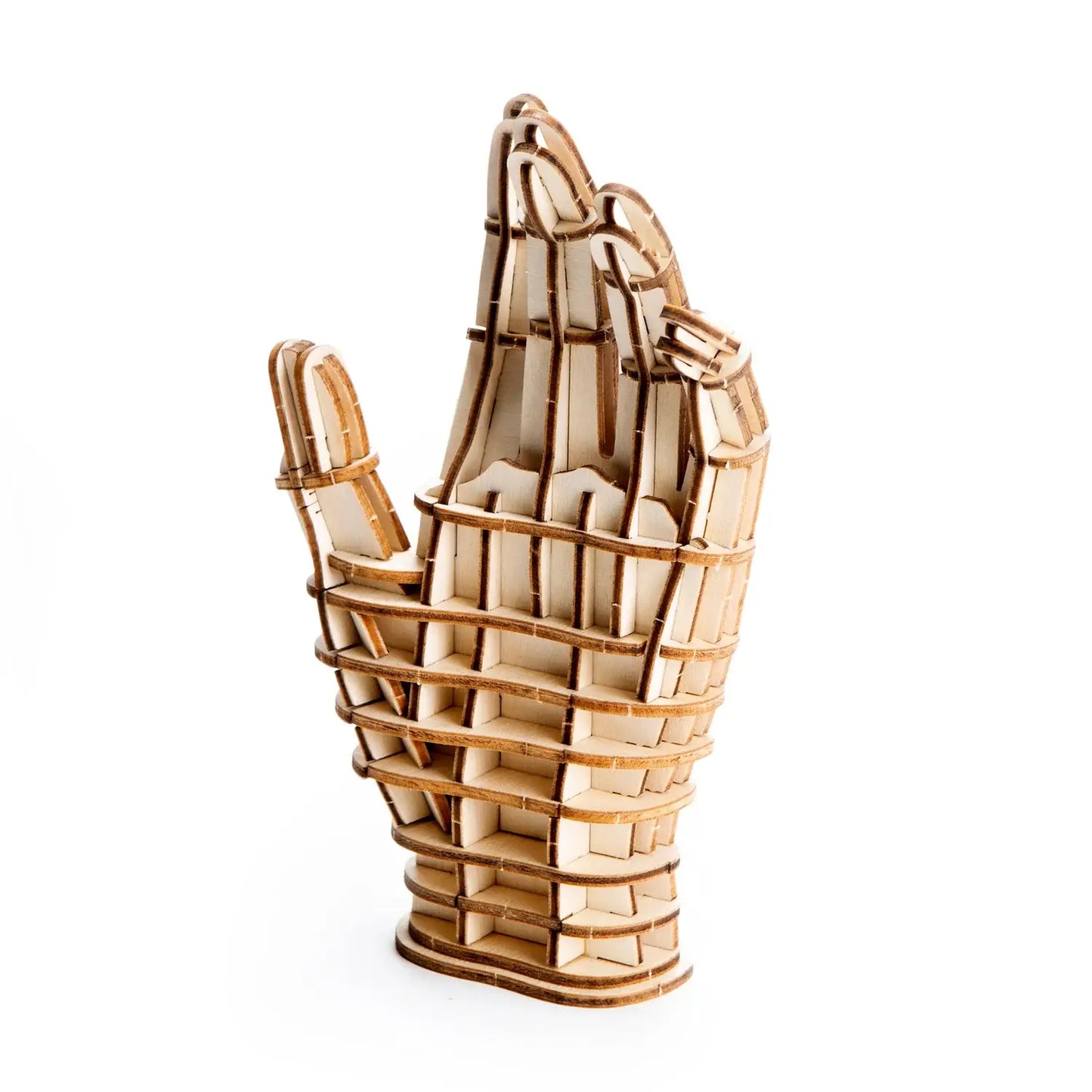 Modèle main squelette en bois puzzle 3D bois, œuvre d’art moderne