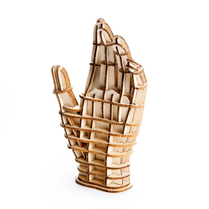 Modèle main squelette en bois puzzle 3D bois, œuvre d’art moderne