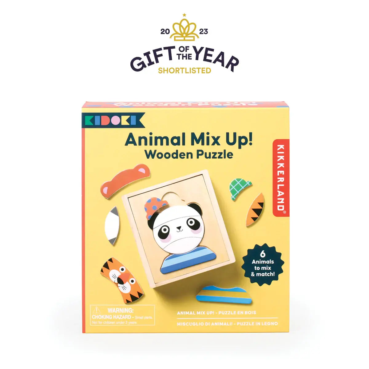 Puzzle en bois animal mix up panda Kikkerland matériaux naturels motricité fine