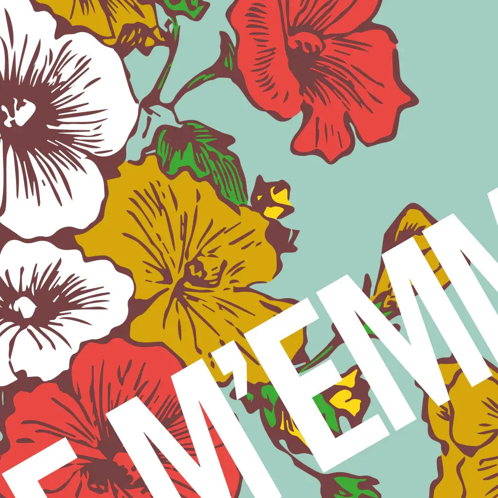 Puzzle Je m’Emmerdais: design audacieux de fleurs rouges vives sur teal