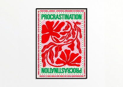 Puzzle Procrastination: affiche puzzle 100 pièces rouge-vert florale en joie simple dassembler
