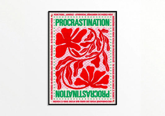Puzzle Procrastination: affiche puzzle 100 pièces rouge-vert florale en joie simple dassembler