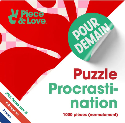 Boîte puzzle Procrastination 100 pièces rouge et blanc, joie simple dassembler