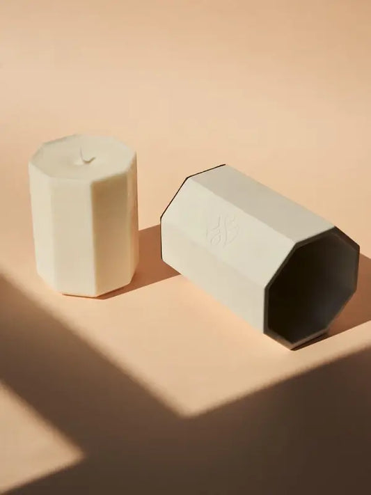 Deux bougies Recharge octogonales mates, menthe poivrée eucalyptus 230g