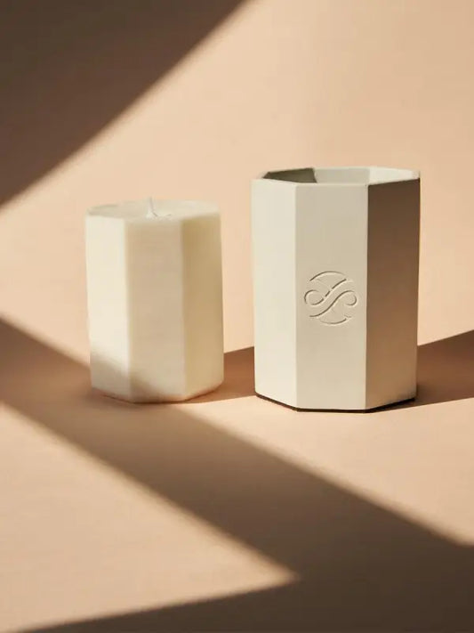 Chandelier hexagone crème pour Recharge bougie menthe poivrée eucalyptus 230g