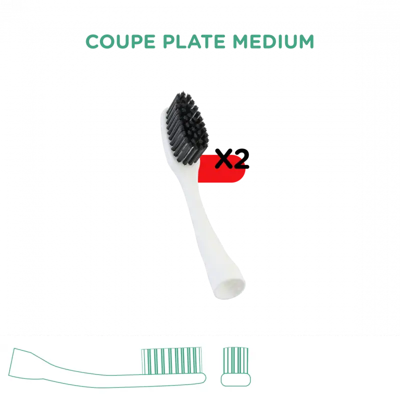 Tête de recharge Edith medium souple, brosse à dents blanche à poils noirs