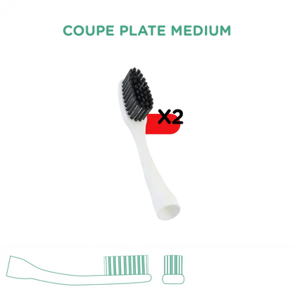 Tête de recharge Edith medium souple, brosse à dents blanche à poils noirs