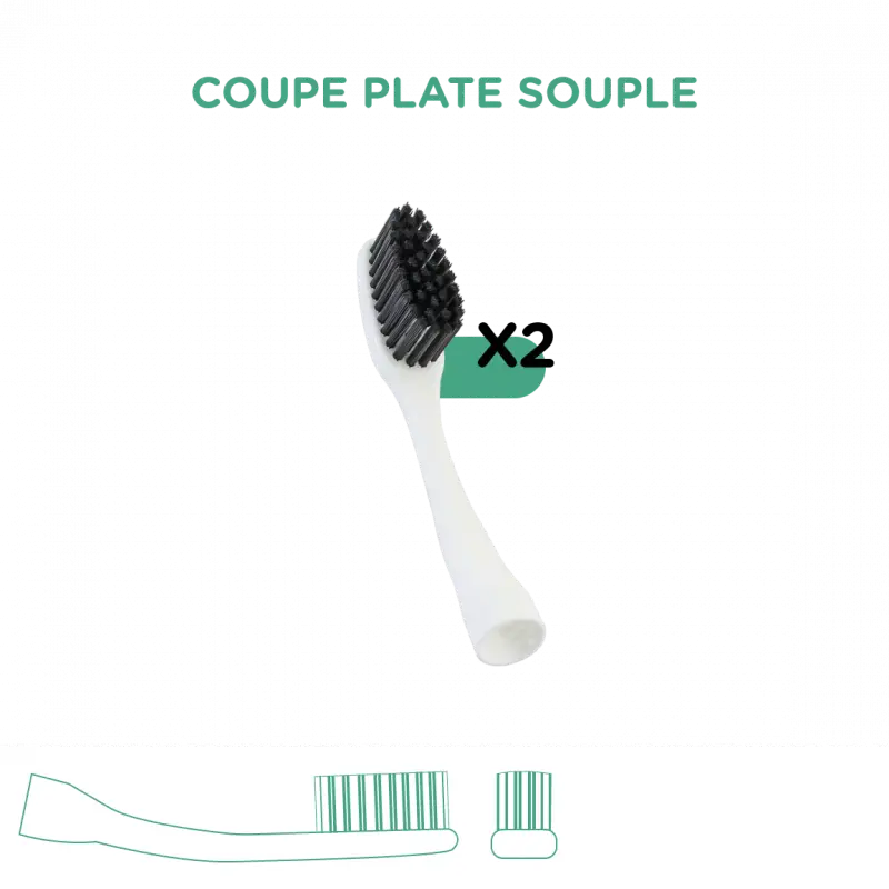 Tête de rechange Recharge Edith Souple, blanche avec soies noires, manche réutilisable anti-déchets plastiques