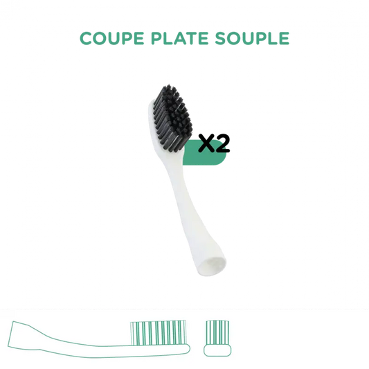 Tête de rechange Recharge Edith Souple, blanche avec soies noires, manche réutilisable anti-déchets plastiques