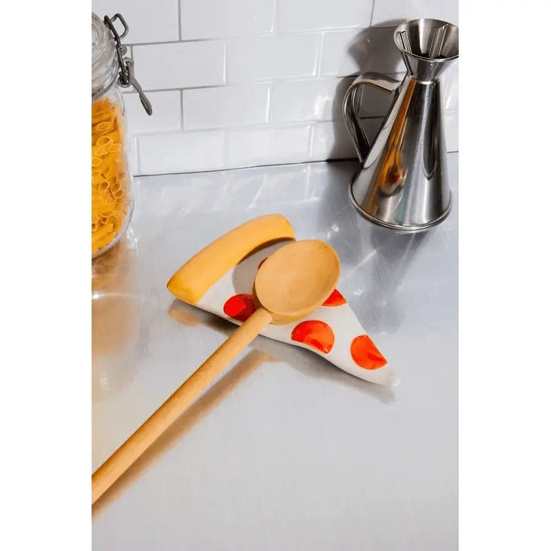 Repose-cuillère original Repose Cuillière Pizza blanc à pois orange, idée cadeau rétro