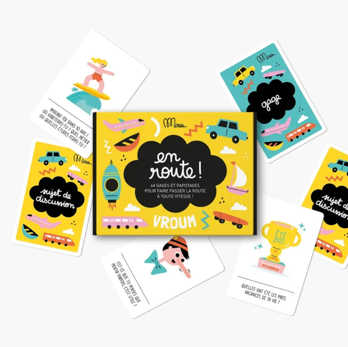 Boîte jaune EN ROUTE ! de Minus Editions, compagnon idéal pour voyages