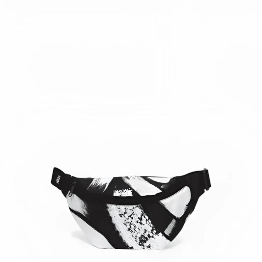 Sac banane sawdust en noir et blanc, design artistique recyclé pour usage quotidien