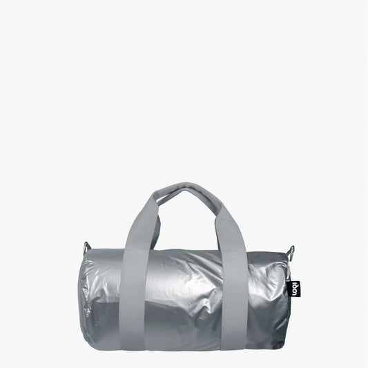 Sac week-end argenté medium à finition métallisée, poignées grises