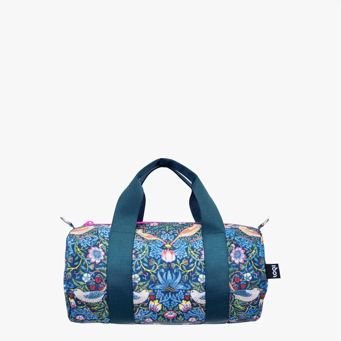 Sac week-end medium William Morris en matériaux recyclés avec sangles teal