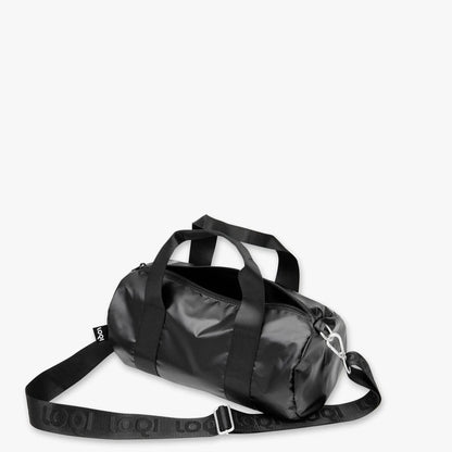 Sac week-end noir brillant, résistant à l’eau, avec sangle