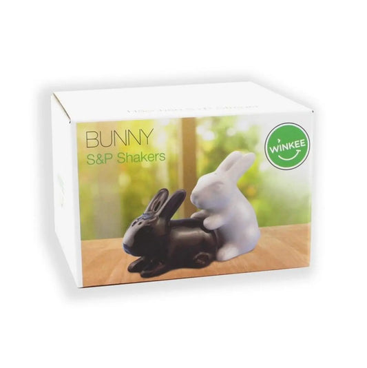 Salière poivrière lapin coquin en céramique noir et blanc, design original et humour