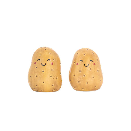 Salière poivrière patates en céramique beige, mignonnes pour petites cuisines