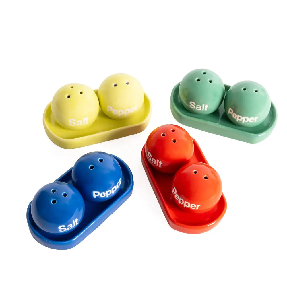 Salière poivrière ping pong jaune