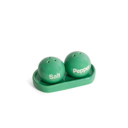 Salière poivrière ping-pong vertes en céramique verte, couleur fraîche et design décalé