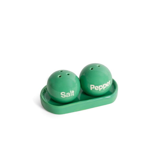 Salière poivrière ping-pong vertes en céramique verte, couleur fraîche et design décalé