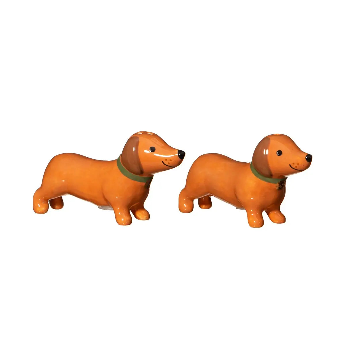 Salière poivrière teckel en céramique orange, design canin original pour touche déco
