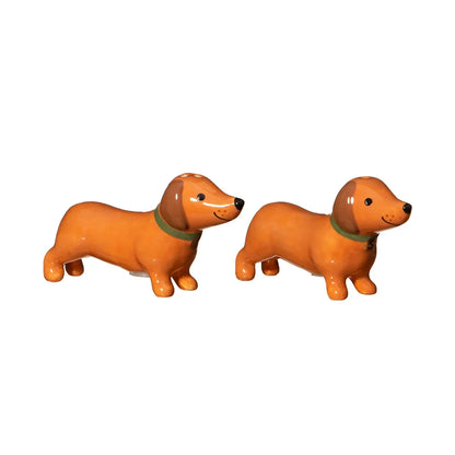 Salière poivrière teckel en céramique orange, design canin original pour touche déco