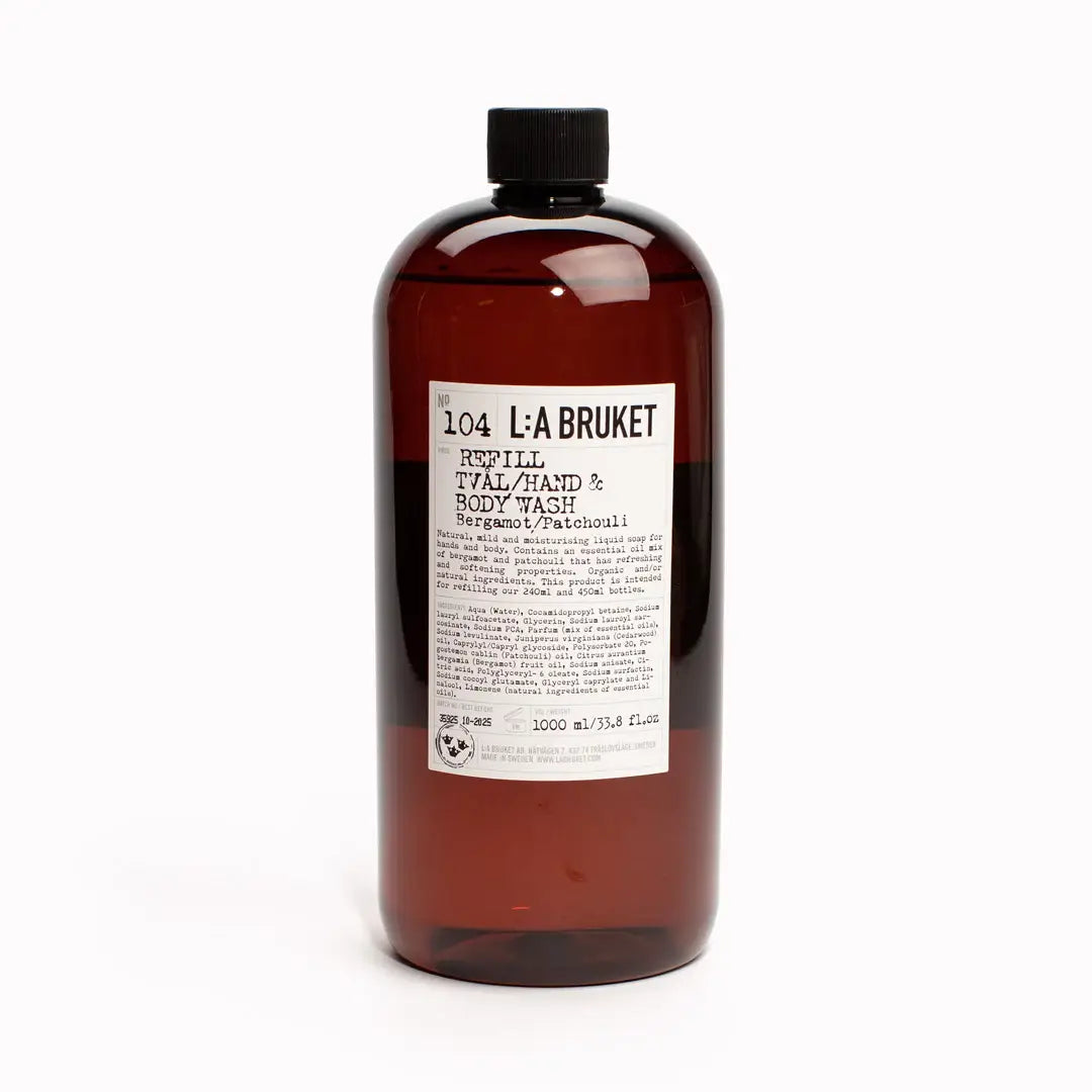 Bouteille en verre ambré de savon main corps liquide bergamotte patchouli 240mL