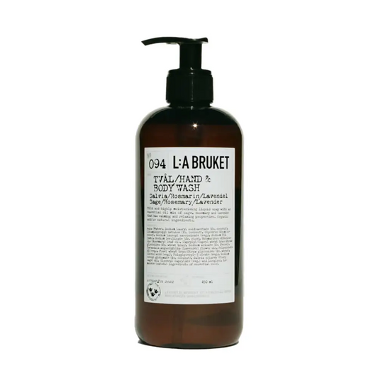 Savon liquide sauge romarin lavande 240ml dans bouteille marron avec dispensateur noir