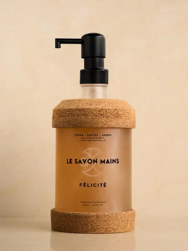 Flacon ambré savon liquide mains rechargeable tonka santal ambre 250mL