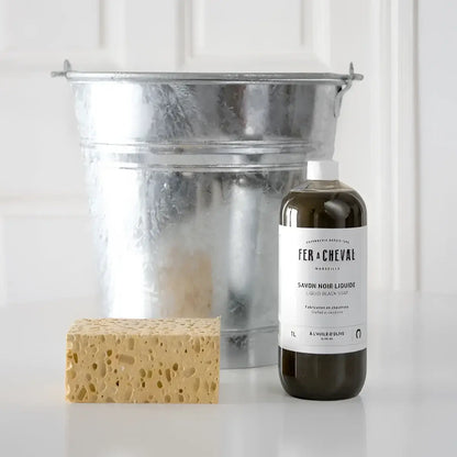 Seau métallique brillant pour savon noir liquide à l’huile d’olive 1000 ml naturel