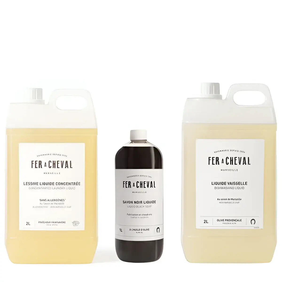 Trois bouteilles de savon noir liquide naturel à l’huile d’olive 1000 ml