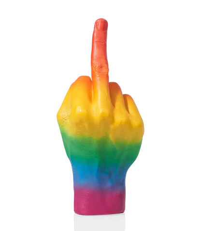 Bougie doigt du milieu arc-en-ciel, sculpture moderne avec finition soignée