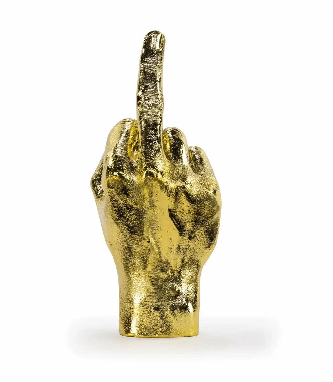 Sculpture main fuck dorée, main élégante et objet décoratif original